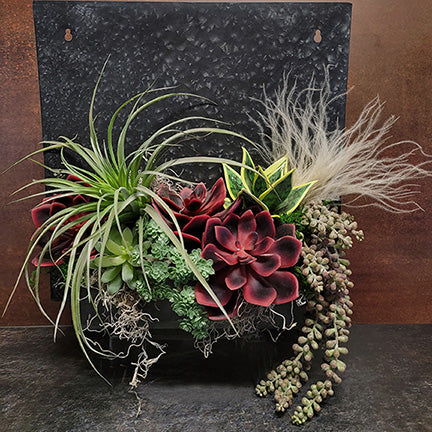 silk succulent plant arrangements Faux Succulent in Galvanized Metal (Wall Hanger)