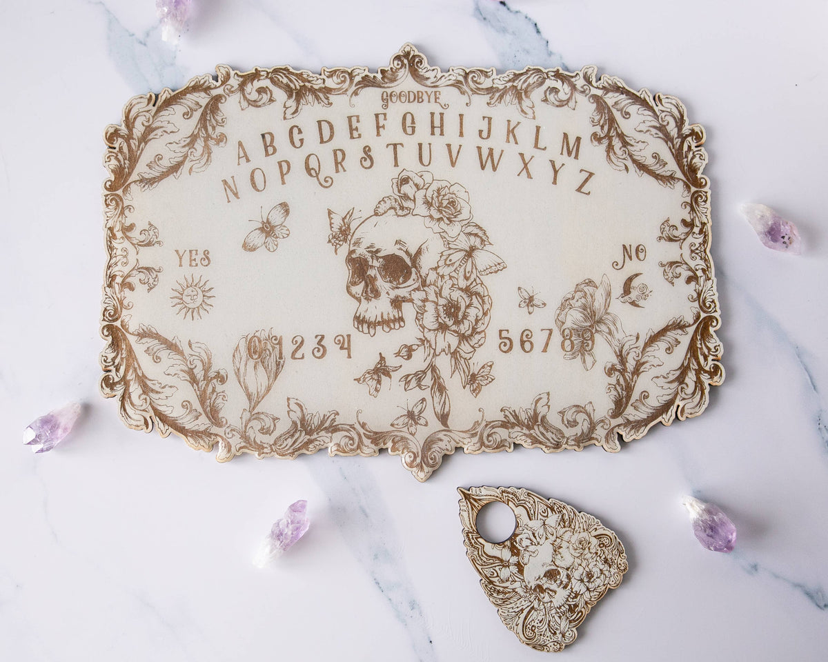 Floral Skull Spirit Board Heirloom White