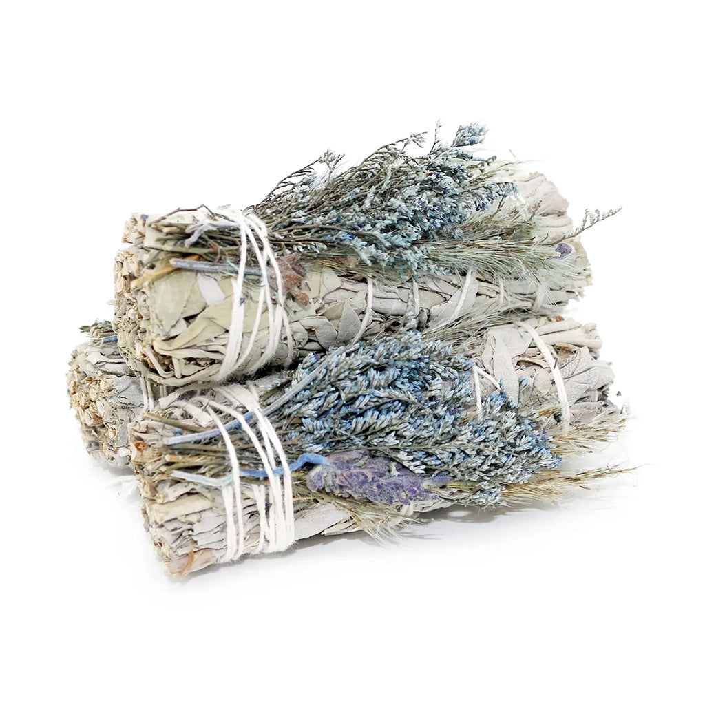 Blue Bouquet Floral- 4" White Sage