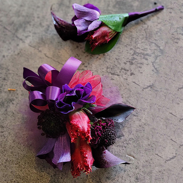 Mixed Flower Wrist Corsage, Boutonniere or Set