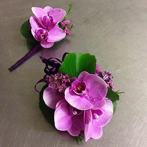 Phalaenopsis Orchid Wrist Corsage, Boutonniere or Set