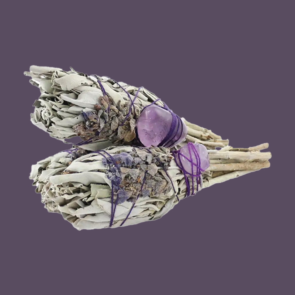 Mini White Sage Torch w/ Amethyst