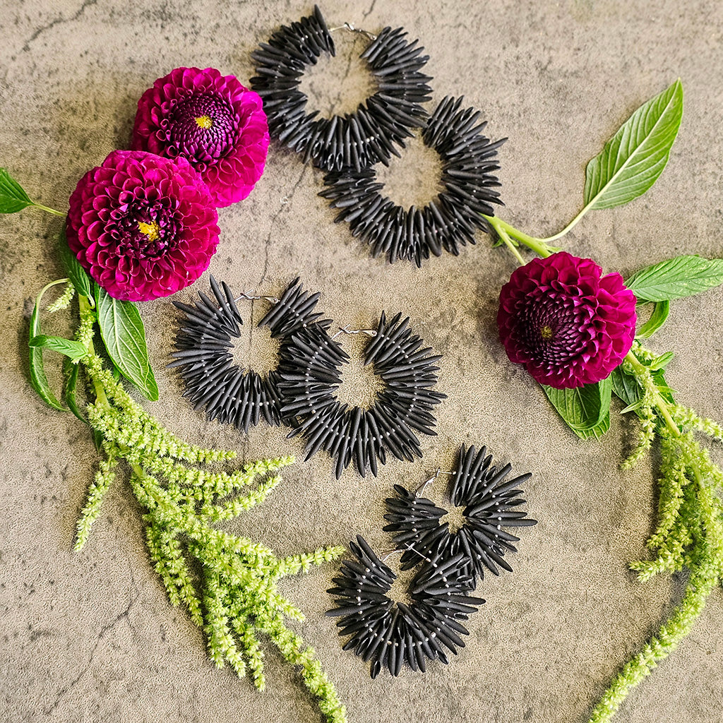 BLACK URCHIN || Venomous Hoop Earrings