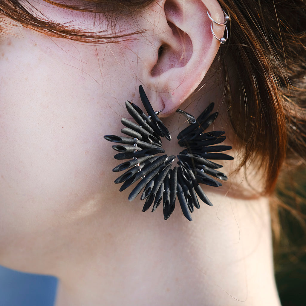 BLACK URCHIN || Venomous Hoop Earrings