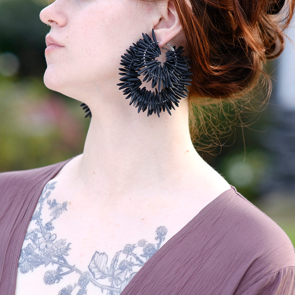 BLACK URCHIN || Venomous Hoop Earrings
