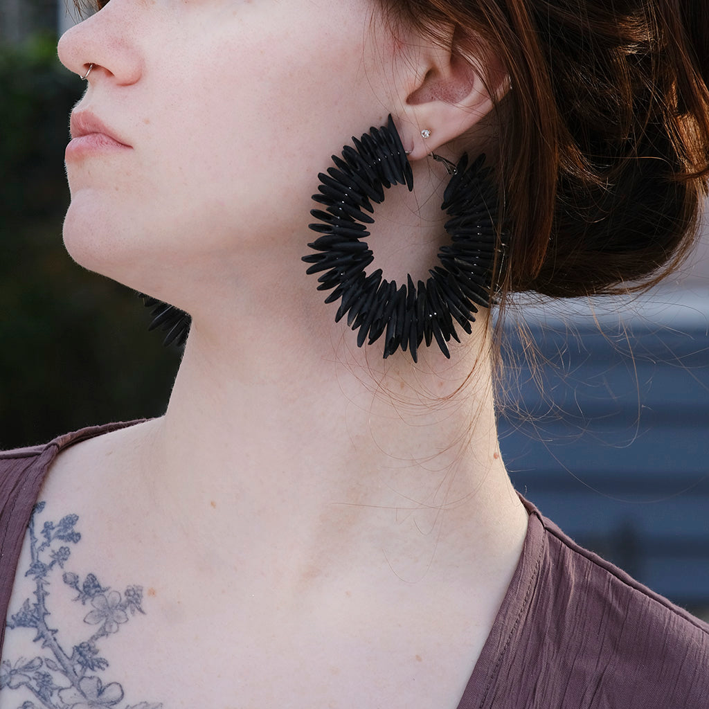 BLACK URCHIN || Venomous Hoop Earrings