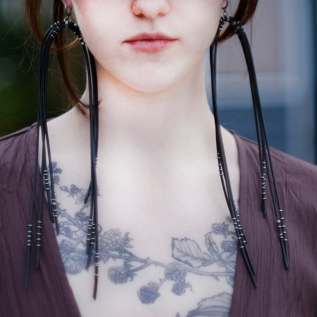 CNIDARIAN | TENTACLE EARRINGS W/STAINLESS ACCENTS