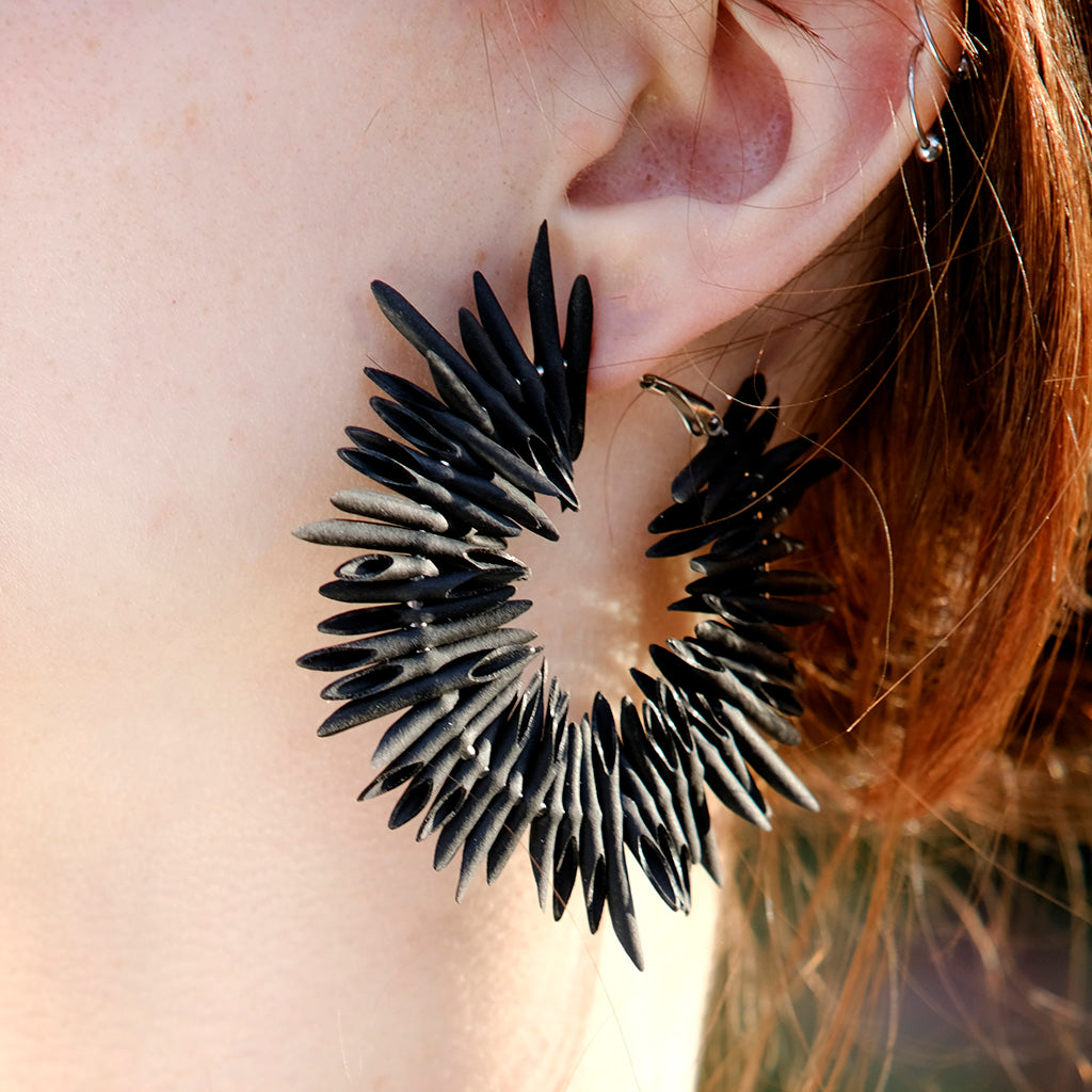 BLACK URCHIN || Venomous Hoop Earrings