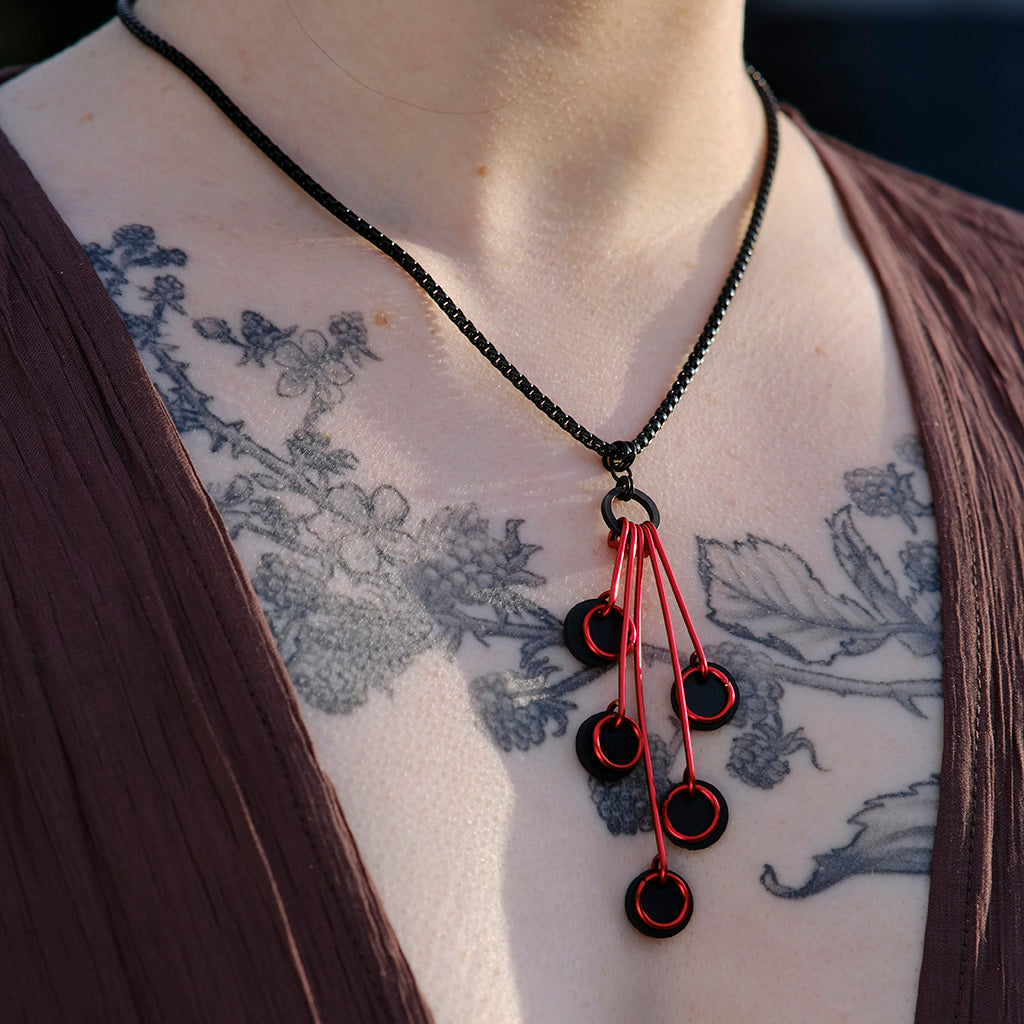 Fire//Sunspot on Black Stainless Chain and/or Earrings
