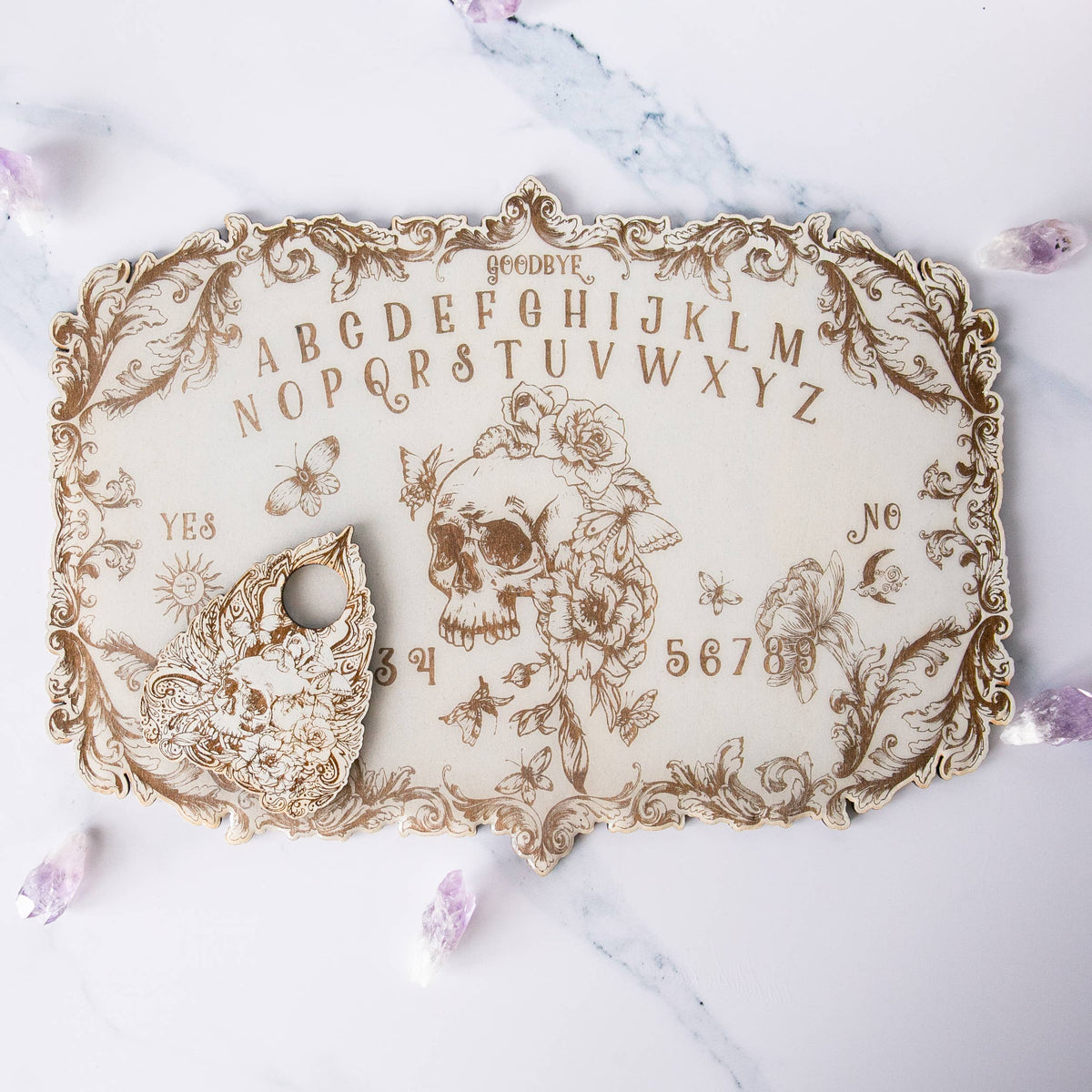 Floral Skull Spirit Board Heirloom White