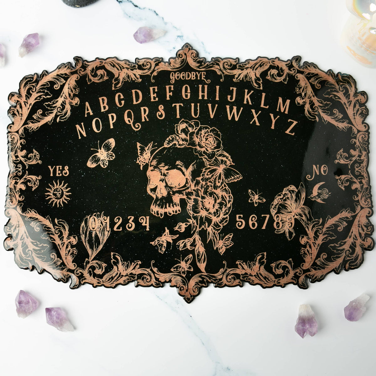 Floral Skull Spirit Board Black