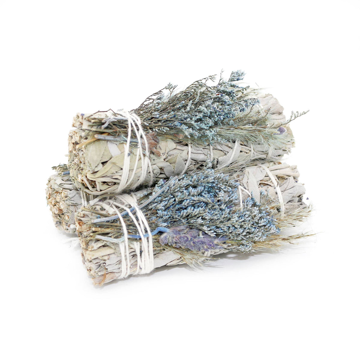 &#39;Blue Bouquet&#39; Floral White Sage Smudge Stick (4 in.)