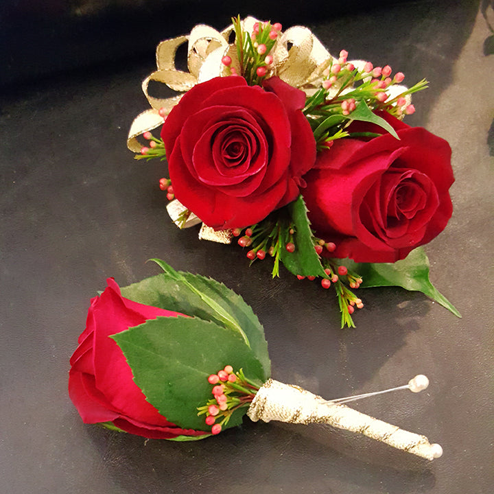 Rose and Waxflower Boutonniere
