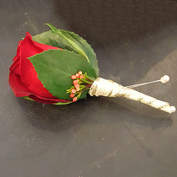 Rose and Waxflower Boutonniere