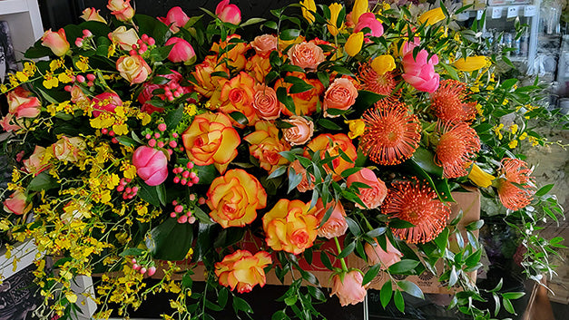 garden of grandeur casket spray Modern Garden Casket Spray