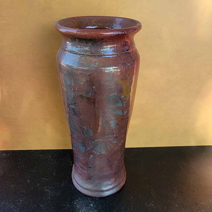 River Pottery Tall Red Iridescent Vase