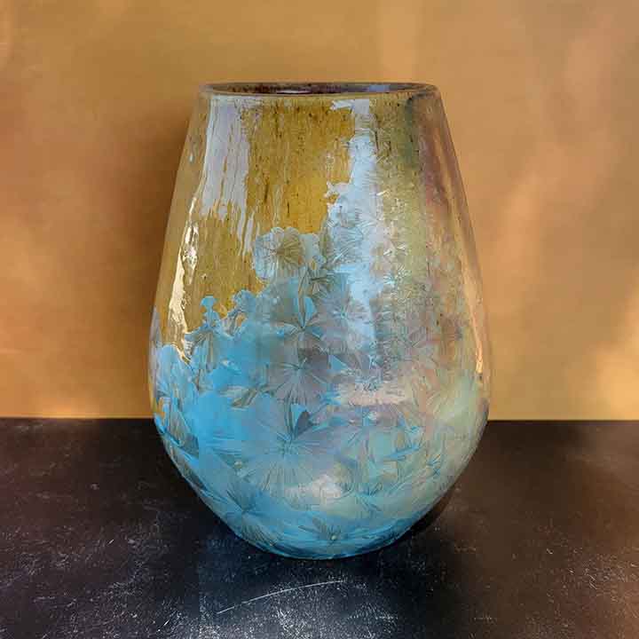River Pottery Metallic Blue Vase