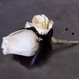 Lush Rose and Crystal Accent Boutonniere